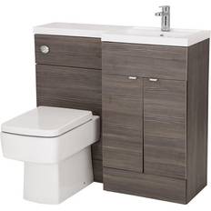 Toilets Hudson Reed Fusion RH Combination Unit with 500mm WC Unit 1000mm Wide Brown Grey Avola