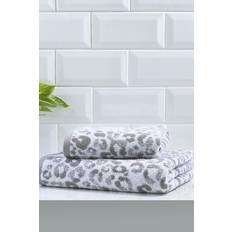 White Towels Fusion Animal Print Jacquard Bath Towel Grey, White