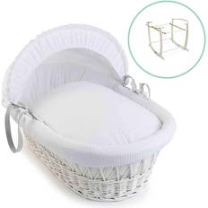 Clair De Lune Waffle White Wicker Moses Basket Rocking Stand