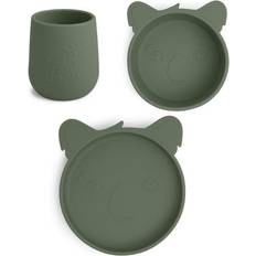 Grün Kindergeschirr Nuuroo Judi silicone tableware 3-pack Dusty Green