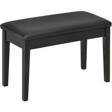 Homcom Classic Piano Bench Stool, PU Leather Padded Keyboard Seat Black Black