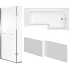 Cooke & Lewis Solarna Acrylic L-Shaped Shower Bath, Screen L1500mm