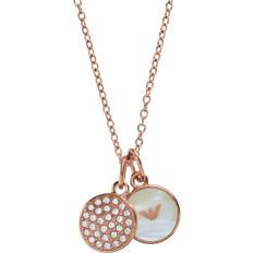 Silber Halsketten Emporio Armani Signature Necklace - Rose Gold/Mother of Peral/Transparent