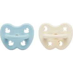 Hevea Sutter Hevea Sut Rund 2 pack Baby Blå & Milky Hvid 0 3 mdr