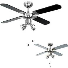 MiniSun Chrome 42' Ceiling Fan + Spot Lights Blackilver