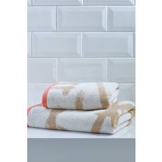 Fusion Leda Geo Jacquard Bath Towel Orange, Natural