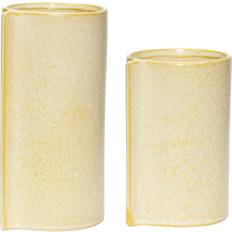 Keramik Krukker Hübsch Leaf Pots Yellow set of Krukke