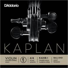 Accessori Musicali D'Addario Kaplan Golden Spiral Solo Series Violin E String 4/4 Size Solid Steel Light Ball End