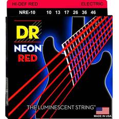 DR Strings NRE-10 Hi-Def neon red el-gitarrsträngar, 010-046