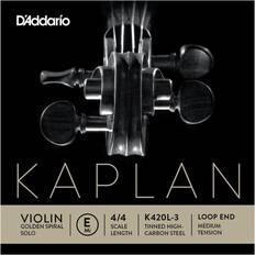 Accessori Musicali D'Addario Kaplan Golden Spiral Solo Series Violin E String 4/4 Size Solid Steel Medium Loop End