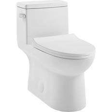 Toilets Swiss Madison Daxton 1-piece 1.28 GPF Single Flush Elongated Toilet in Glossy White, Seat Included