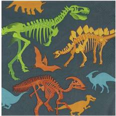 Birthdays Paper Napkins Dino Napkins 100-Pack Dinosaur Fossil Skeleton Disposable Paper Napkins, Kids Birthday Dinosaur Party Supplies, Luncheon Size Folded 6.5 x 6.5 Inches