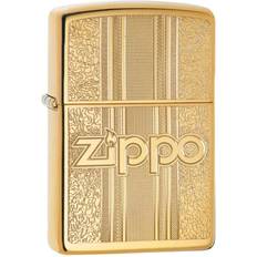 Zippo Accendino and Pattern Design 29677, Accendino Antivento Ricaricabile Realizzato in Metallo con Caratteristico click Color Oro, Made in usa