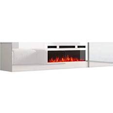 Furniture Cali WH-EF Wall Mounted Electric Fireplace Modern 72 TV Stand White