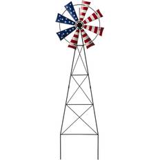 Blue Garden Ornaments GlitzHome Garden Stakes - Red Blue Stars Stripes Windmill