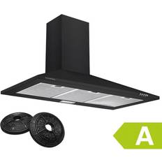 90cm Hottes aspirantes Ciarra Mounted Hood Carbon Filters A 370m3/h Chimney Hood 90cm, Noir