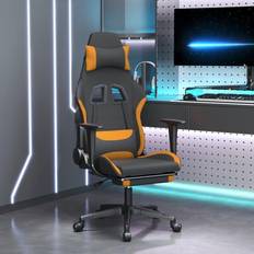 Gaming Chairs vidaXL Snurrbar gamingstol med fotstöd svart och Mörk gul tyg