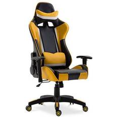 Chaises de jeu Gaming Desk Chair Reclinable 180Âº Ergonomic Yellow Imitation Leather, Stainless Steel, Nylon Yellow