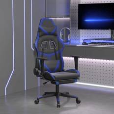 Azul Sillas de juego vidaXL Silla gaming con reposapiés cuero sintético negro azul Negro