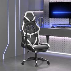 Sillas de juego vidaXL Silla gaming con reposapiés cuero sintético negro blanco Blanco