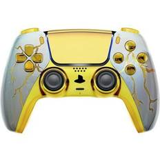 Gold Gamepads Custom Wireless UN-MODDED PRO Controller compatible with PS5 Exclusive Unique Design (Gold Thunder)