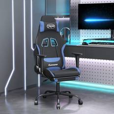 Sillas de juego vidaXL Silla Gaming Con Reposapiés Tela Negro Y Azul