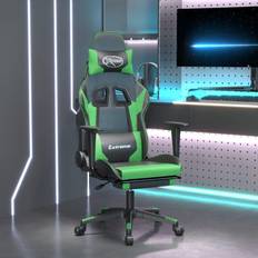 vidaXL Chaise gaming avec repose-pied Noir et vert SimilicuirChaise Gamer Siège Gaming Fauteuil Gamer