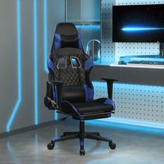 Azul Sillas de juego vidaXL Silla gaming con reposapiés cuero sintético negro azul Negro