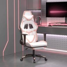 vidaXL Chaise de jeu avec repose-pied Blanc et rose Similicuir