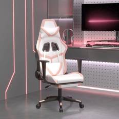 Röda Gamingstolar vidaXL Gamingstol med fotstöd vit och rosa konstläder