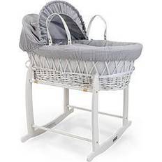 Grey Bassinetts Clair De Lune Waffle Grey Wicker & Stand White