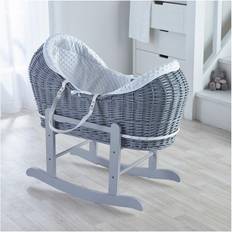 Kinder Valley Dimple Grey Pod Moses Basket with Rocking Stand Deluxe Grey,Fleece Body