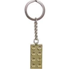 Guld Nøgleringe LEGO Keychain 2x4 Stud Gold