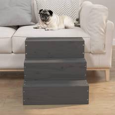 vidaXL Scala Per Animali Grigia 40x37.5x35 cm Legno Massello di Pino