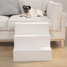 vidaXL Husdjurstrappa Vit 40x37.5 x 35 cm Massiv