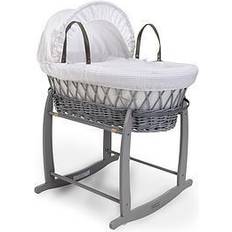 Grey Bassinetts Clair De Lune Waffle White Wicker & Stand Grey