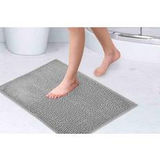 Argent Tapis de Bain Antidérapants Noodle Tapis de Bain Doux au Toucher Argenté 40 x 60 cm