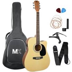 Gitarrpaket 3rd Avenue MX gitarrpaket Performance-serien med halvakustisk gitarr i fullstorlek med cutaway-konstruktion och lock av gran i naturfärg