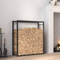 vidaXL Firewood Rack Matt Black 80x28x86 cm Steel