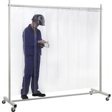 EUROKRAFTbasic Protective screen, mobile, with lamella curtain Lagertür (x200cm)