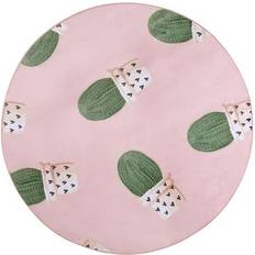 Beliani Round Kids Room Rug Polyester Small Rug Cactus Print Play Mat 120