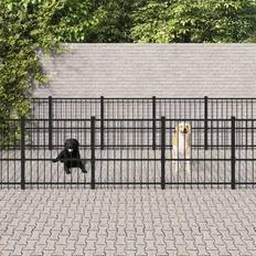 vidaXL Dog Kennel Steel 14.11 mÂ² - Black