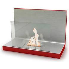 Cheminées Modern Wall-Mounted Ethanol Fireplace VPF-OXY-452R-Glossy Red Red Glass, Stainless Steel Red