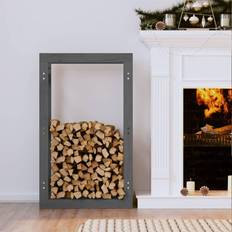 Haardhoutmanden vidaXL Haardhoutrek 60 x 25 x 100 cm massief grenenhout grijs