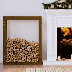 Fireplaces vidaXL Firewood Rack Honey Brown 80x25x100 cm Solid Wood Pine