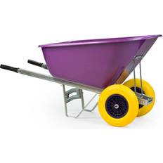 Wheelbarrows 200L Heavy Duty Twin WheelBarrow Purple Yellow Tyres