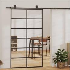Aluminium Døre vidaXL 102x205 sikkerhedsglas aluminium sort Skydedør (x)
