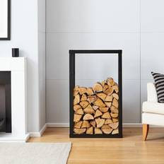 Wide Black Firewood Log Rack