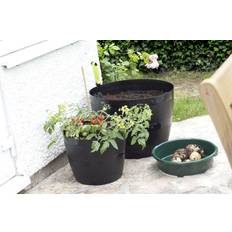 Large Black Barrel Flower Planter Pot Garden Plant Container