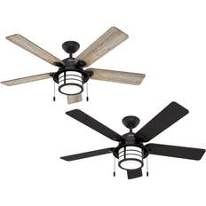 Hunter Santorini Ventilator Med Lys Træ/Sort